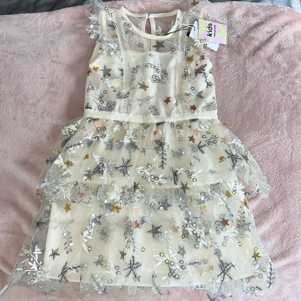 NWT Self Portrait Girls Star Ruffle Dress. Size 7-8